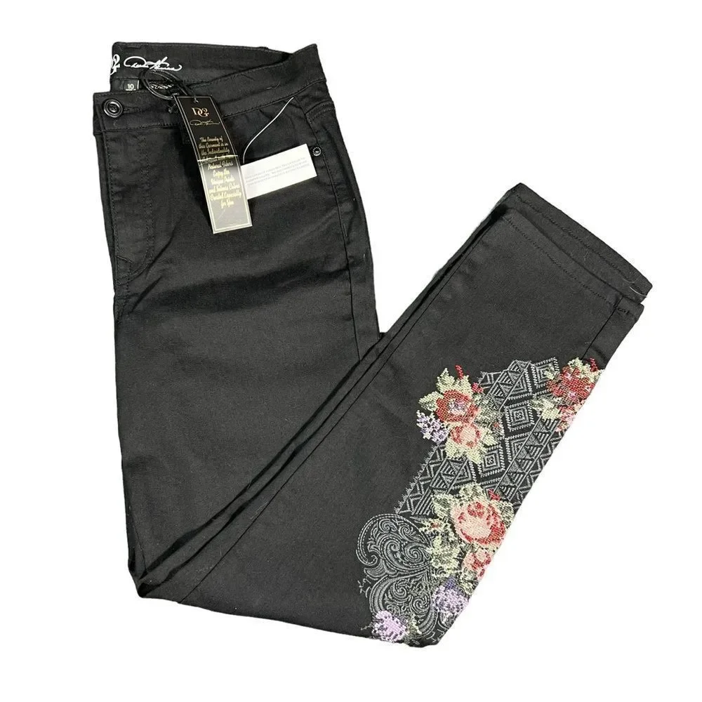 DG2 By Diane Gilman Black Embroidered Denim Jeans - Picture 7 of 9